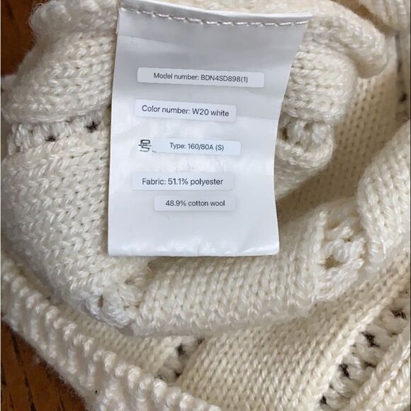 BROADCAST sweater asymmetrically fringed crewneck long sleeve wool blend women S - Picture 6 of 10